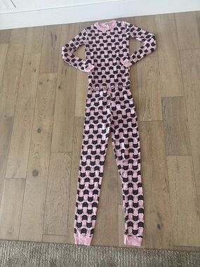 Hanna Andersson Girls Cat Pajama Pink Black Size 14
